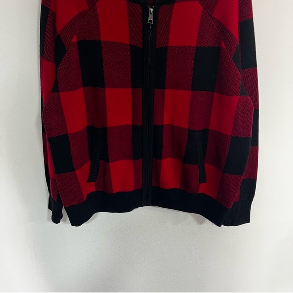 Torrid Cardigan Zip Up Buffalo Plaid Bomber Sweater - Picture 7 of 15
